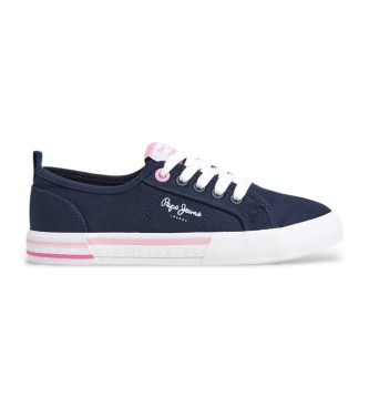 Pepe Jeans para niña. PGS30620 Zapatillas Brady Top marino (37), Plano, Cordones, Casual, Sostenible, moda infantil