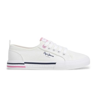 Pepe Jeans para niña. PGS30620 Zapatillas Brady Top blanco (37), Plano, Cordones, Casual, Sostenible, moda infantil