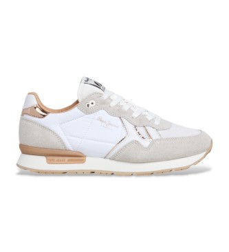 Pepe Jeans para mujer. PLS400004 Zapatillas Brit Mirror blanco (37), Plano, Cordones, Casual