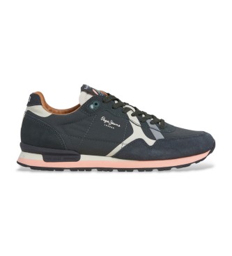 Pepe Jeans para hombre. PMS400002 Zapatillas Brit Prints negro (45), Plano, Cordones, Casual