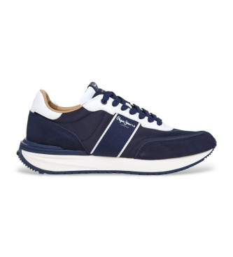 Pepe Jeans para hombre. PMS60038 Zapatillas de piel Buster Club marino (45), Plano, Ante, Cordones, Casual