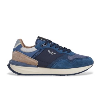 Pepe Jeans para hombre. PMS600009 Zapatillas de Piel Buster Pro Main azul (46), Plano, Cordones, Casual