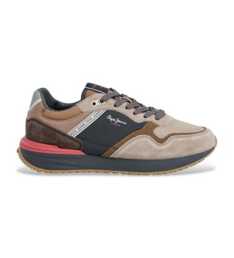 Pepe Jeans para hombre. PMS600009 Zapatillas de Piel Buster Pro Main marrón (41), Plano, Cordones, Casual