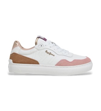 Pepe Jeans para mujer. PLS000029 Zapatillas de Piel Cdamden Sweet rosa (38), Blanco, Plano, Cordones, Casual