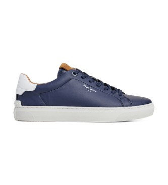 Pepe Jeans para hombre. PMS00020 Zapatillas de piel Camden Club marino (40), Plano, Cordones, Casual