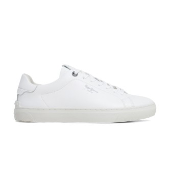 Pepe Jeans para hombre. PMS00020 Zapatillas de piel Camden Club blanco (41), Plano, Cordones, Casual