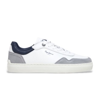 Pepe Jeans para hombre. PMS00046 Zapatillas de piel Camden Collar blanco (43), Plano, Ante, Cordones, Casual, Sostenible