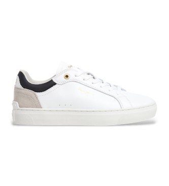Pepe Jeans para mujer. PLS00040 Zapatillas de piel Camden Combi blanco (36), Plano, Ante, Cordones, Casual