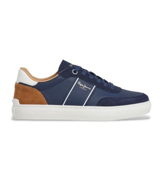 Pepe Jeans para hombre. PMS000007 Zapatillas de Piel Camdem Serie marino (44), Plano, Cordones, Casual