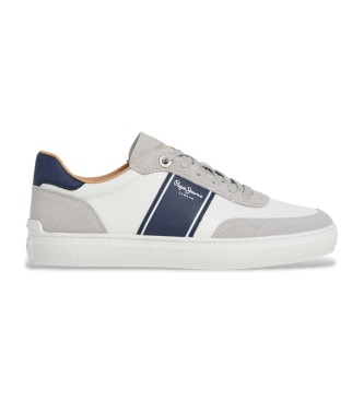 Pepe Jeans para hombre. PMS000007 Zapatillas de Piel Camsem Serie blanco (42), Plano, Cordones, Casual