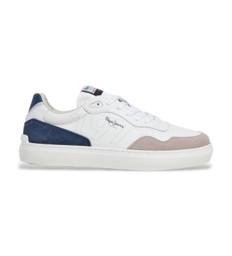 Pepe Jeans para hombre. PMS000036 Zapatillas de Piel Camden Urban blanco (42), Plano, Cordones, Casual
