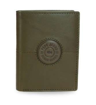 Pepe Jeans unisex. 7861133 Cartera de piel Cracker vertical Verde caqui (OSFA), Casual