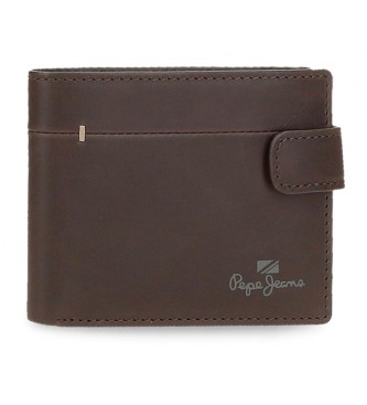 Pepe Jeans unisex. 7843332 Cartera vertical de piel Staple Marrón con cierre de click (OSFA), Casual