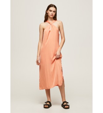 Pepe Jeans para mujer. PL953246 Vestido Casey naranja (L), Casual, Poliéster, Sin mangas / Tirantes