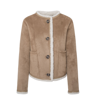 Pepe Jeans para mujer. PL402471 Chaqueta reversible Caylin marrón (L), Casual, Poliéster