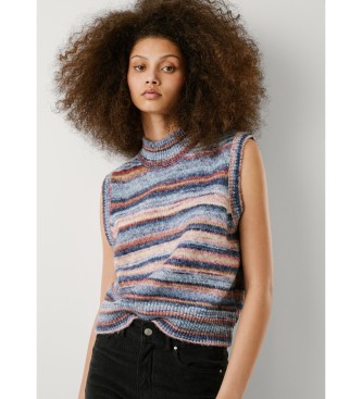 Pepe Jeans för kvinnor. PL7000009 Mångfärgad ljusblå väst (L), Casual, Flerfärgad, Polyester, Ärmlös / Hängselbyxor