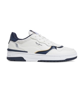 Pepe Jeans para hombre. PMS00029 Zapatillas de Piel Chester Basic blanco (44), Plano, Cordones, Casual