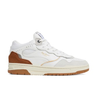 Pepe Jeans para hombre. PMS00032 Zapatillas de piel Chester Evolution blanco (40), Plano, Ante, Cordones, Casual