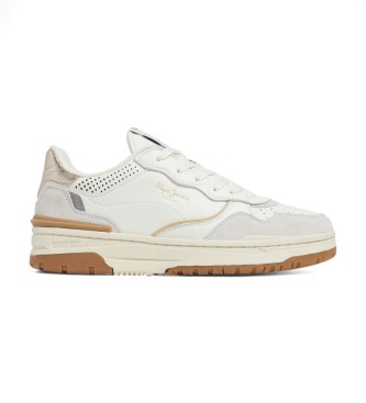 Pepe Jeans para mujer. PLS00024 Zapatillas de piel Chester Life blanco (37), Plano, Ante, Cordones, Casual