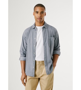 Pepe Jeans para hombre. PM3090018C0 Camisa Classic Slim gris (S), Casual, Algodón, Manga larga