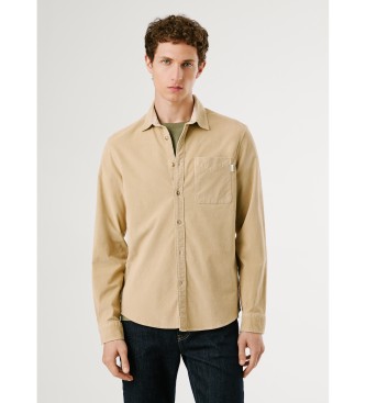 Pepe Jeans para hombre. PM3090844 Camisa Clayton beige (XL), Casual, Algodón, Manga larga