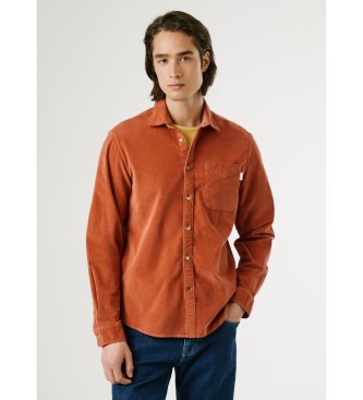 Pepe Jeans para hombre. PM3090844 Camisa Clayton naranja (S), Casual, Algodón, Manga larga