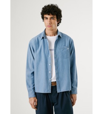Pepe Jeans para hombre. PM309066 Camisa Colman azul (L), Casual, Algodón, Manga larga