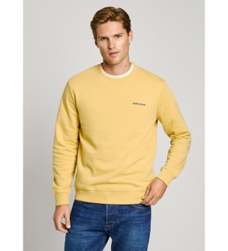 Pepe Jeans para hombre. PM582754 Sudadera Damian Crew amarillo (M), Casual, Algodón, Sostenible