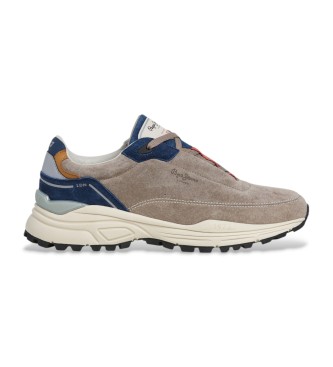 Pepe Jeans para hombre. PMS600012 Zapatillas de Piel Darren Cliff beige (44), Plano, Cordones, Casual