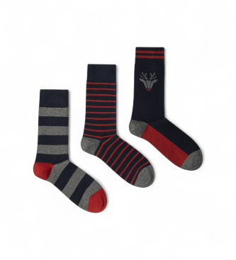 Pepe Jeans para hombre. PMU30073 Pack 3 Pares de Calcetines Deer marino (S-M), Homewear, Algodón