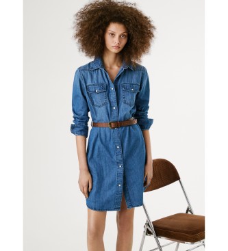 Para mujer. PL9537684A5 Vestido Denim Victoria denim (L), , Casual, Algodón