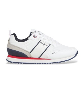 Pepe Jeans para niño. PBS400001 Zapatillas Dublin Clue blanco (34), Plano, Cordones, Casual, moda infantil