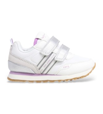 Pepe Jeans para niña. PGS40013 Zapatillas de piel Dublin Gala GK blanco (31), Plano, Ante, Velcro, Casual, moda infantil