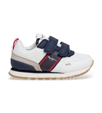 Pepe Jeans unisex para niños. PBS400008 Zapatillas Dublin Sport blanco (30), Plano, Velcro, Casual, moda infantil
