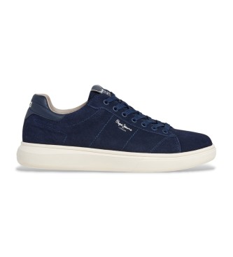 Pepe Jeans para hombre. PMS000011 Zapatillas de piel Eaton Suede marino (43), Azul, Plano, Cordones, Casual