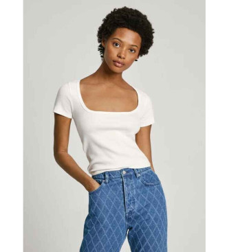 Pepe Jeans para mujer. PL505892 Camiseta Edurne blanco (XS), Casual, Algodón, Manga corta, Sostenible