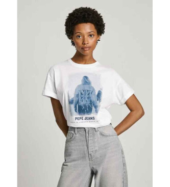 Pepe Jeansvoor vrouwen. PL505890 Eliza T-shirt wit (L), Casual, Korte mouwen, Biologisch katoen, Duurzaam