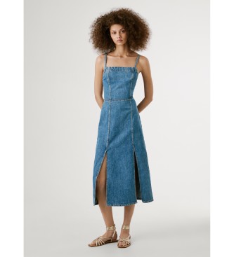 Pepe Jeans para mujer. PL953767 Vestido Elodie azul (L), Casual, Algodón, Sin mangas / Tirantes