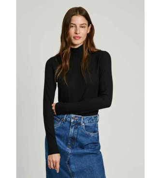 Pepe Jeans para mujer. PL505978 Camiseta Flory negro (S), Casual, Poliéster, Manga larga