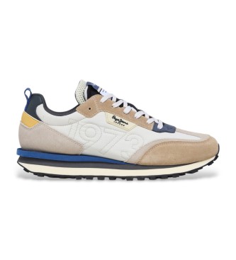 Pepe Jeans para hombre. PMS60035 Zapatillas de piel Foster Connect beige (45), Plano, Ante, Cordones, Casual