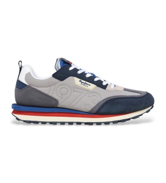 Pepe Jeans para hombre. PMS60035 Zapatillas de piel Foster Connect gris (45), Plano, Ante, Cordones, Casual