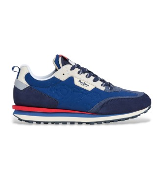 Pepe Jeans para hombre. PMS600003 Zapatillas Foster Connected azul (43), Piel, Plano, Cordones, Casual