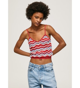 Pepe Jeans para mujer. PL701974 Top Frida rojo (S), Casual, Poliéster, Sin mangas / Tirantes