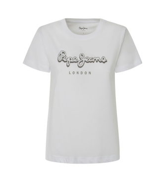 Pepe Jeans para mujer. PL505956 Camiseta Gaia blanco (S), Casual, Manga corta, Algodón Orgánico, Sostenible