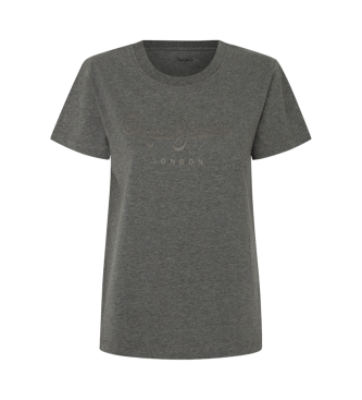 Pepe Jeans para mujer. PL505956 Camiseta Gaia Gris (L), Casual, Manga corta, Algodón Orgánico, Sostenible