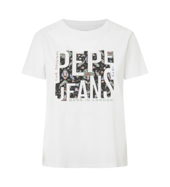 Pepe Jeans para mujer. PL505964 Camiseta Gloria blanco (XL), Casual, Manga corta, Algodón Orgánico, Sostenible