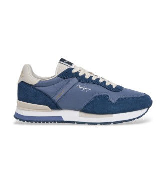 Pepe Jeans para hombre. PMS400037 Zapatillas de Piel Hailon Basic azul (42), Plano, Cordones, Casual