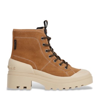 Pepe Jeans para mujer. PLS500006 Botines de Piel Hale Basic marrón (39), 3 a 5cm, Cordones, Casual