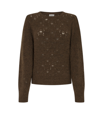 Pepe Jeans para mujer. PL702229 Jersey Helen Crew marrón (S), Casual, Poliamida