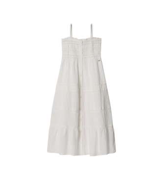 Pepe Jeans para niña. PG9500015 Vestido Idana blanco (8Años= 128cm), Casual, Viscosa, Sin mangas / Tirantes, moda infantil
